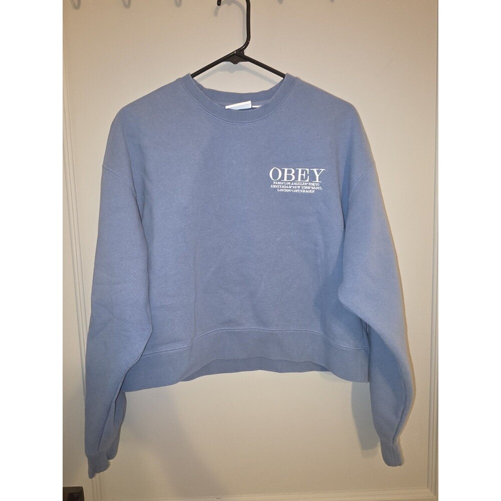 Obey Cities Crew Neck Sweatshirt in Coronet Blue Medium